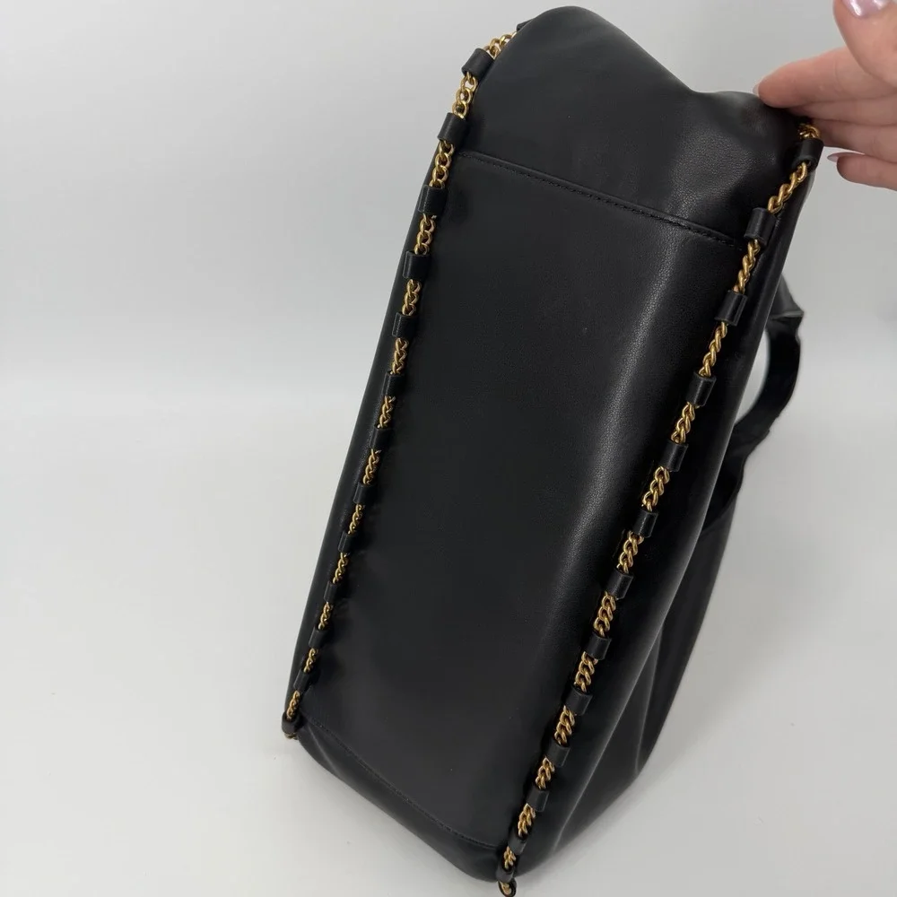 Donna‎ Karan Black Leather Batiste Purse Triple Compartment Large Shoulder Bag